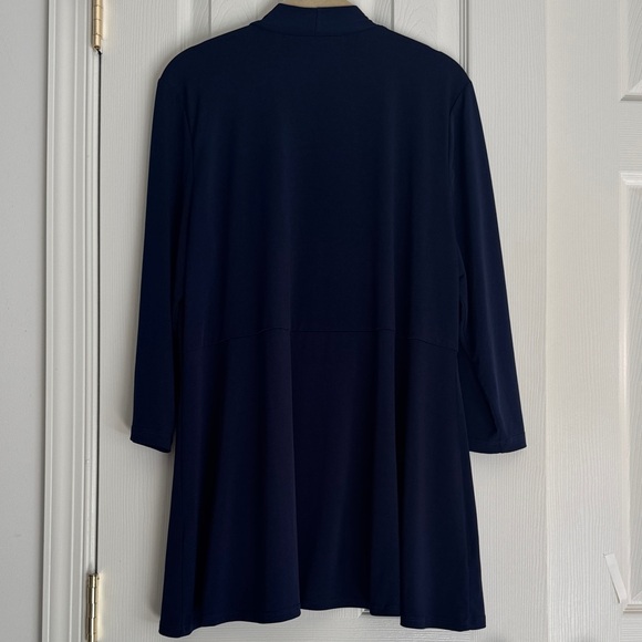 Susan Graver Liquid Knit 3/4 Sleeve Cardigan -  Midnight Blue - Picture 2 of 5